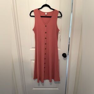 Old Navy Pink Ribbed Midi Dress Size Large
